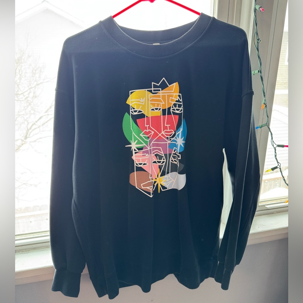 lululemon athletica Black Sweatshirt with Colorful Abstract Design